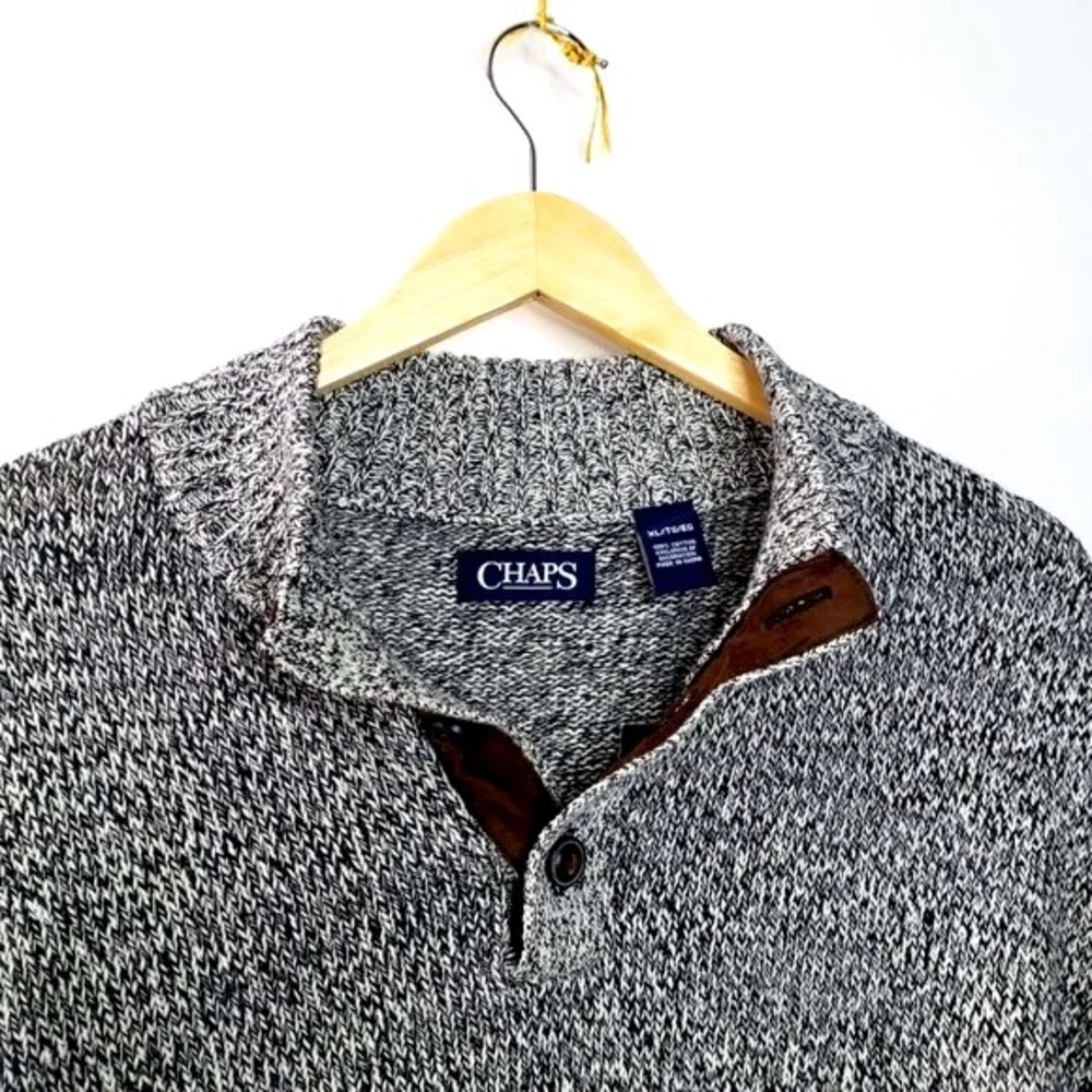 NWT Chaps Twist‎ Knit Mock Neck Sweater Men Two Tone Patch Elbow Preppy  XL